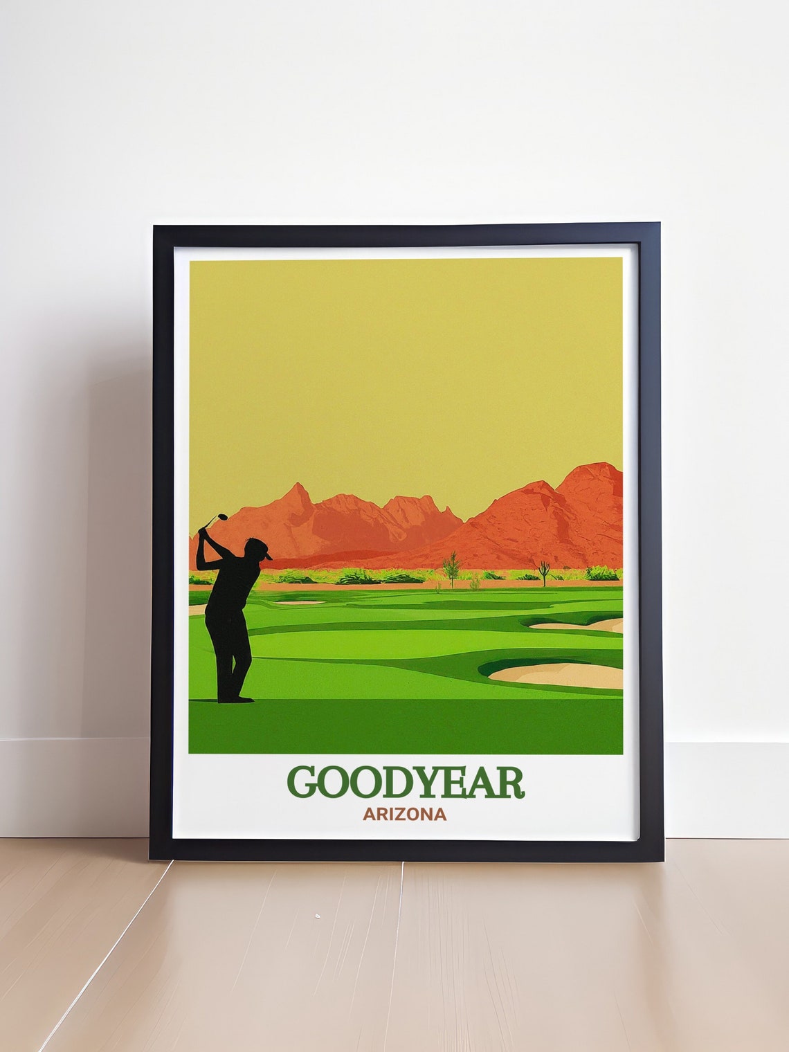 Goodyear Arizona Golf Course Golfer Sunset Mountains Travel Poster - Image 4
