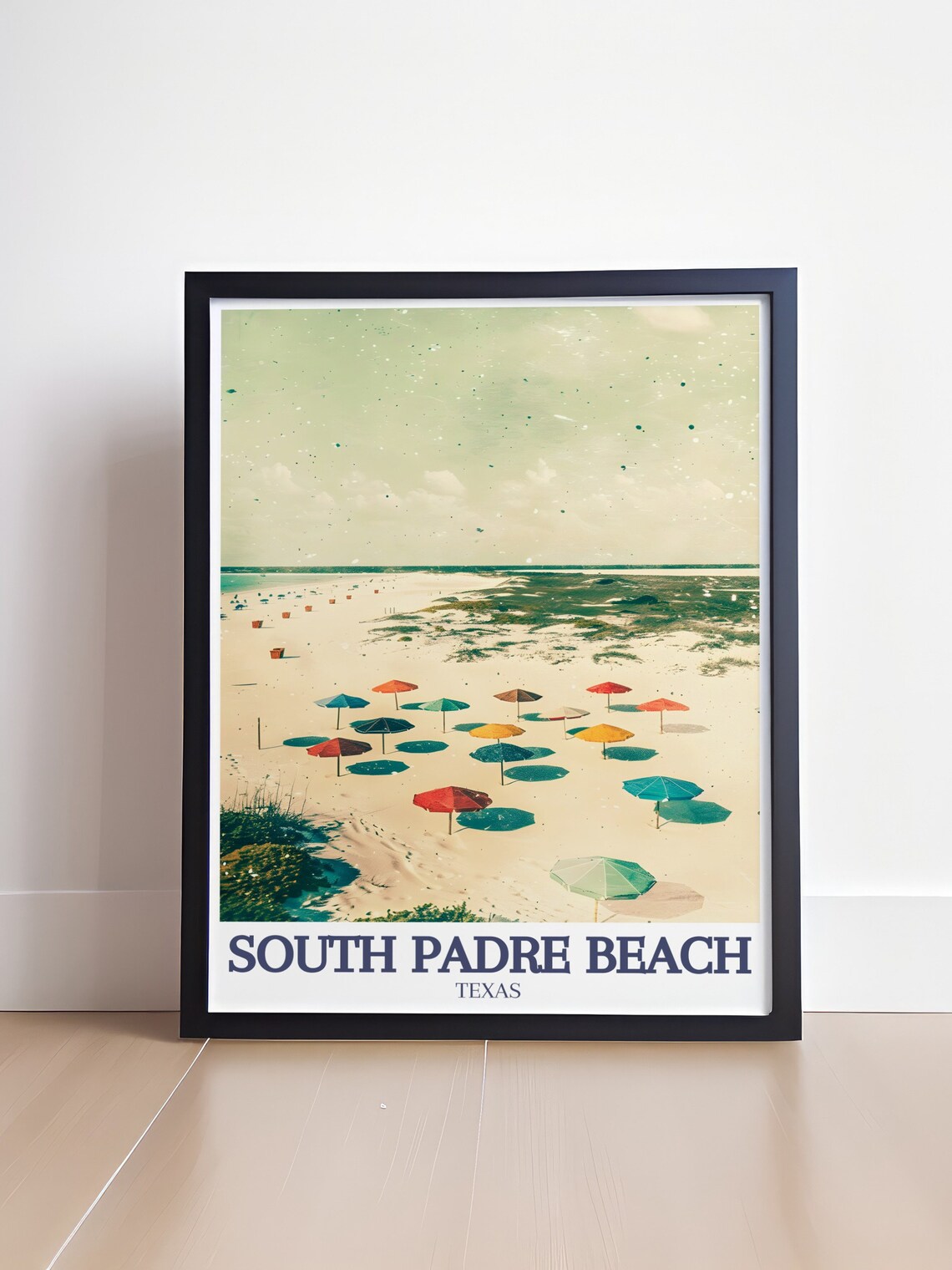 South Padre Island Texas Beach Umbrellas Aerial Summer Travel Poster - Image 4
