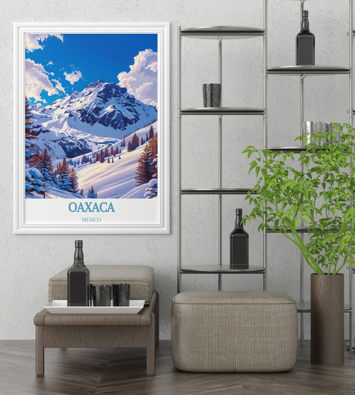 Oaxaca Mexico Snowy Peak Alpine Meadow Winter Scene Travel Poster - Image 3