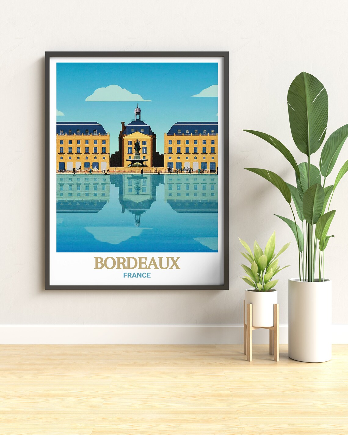 Bordeaux France Place De La Bourse Water Mirror Travel Poster - Image 3