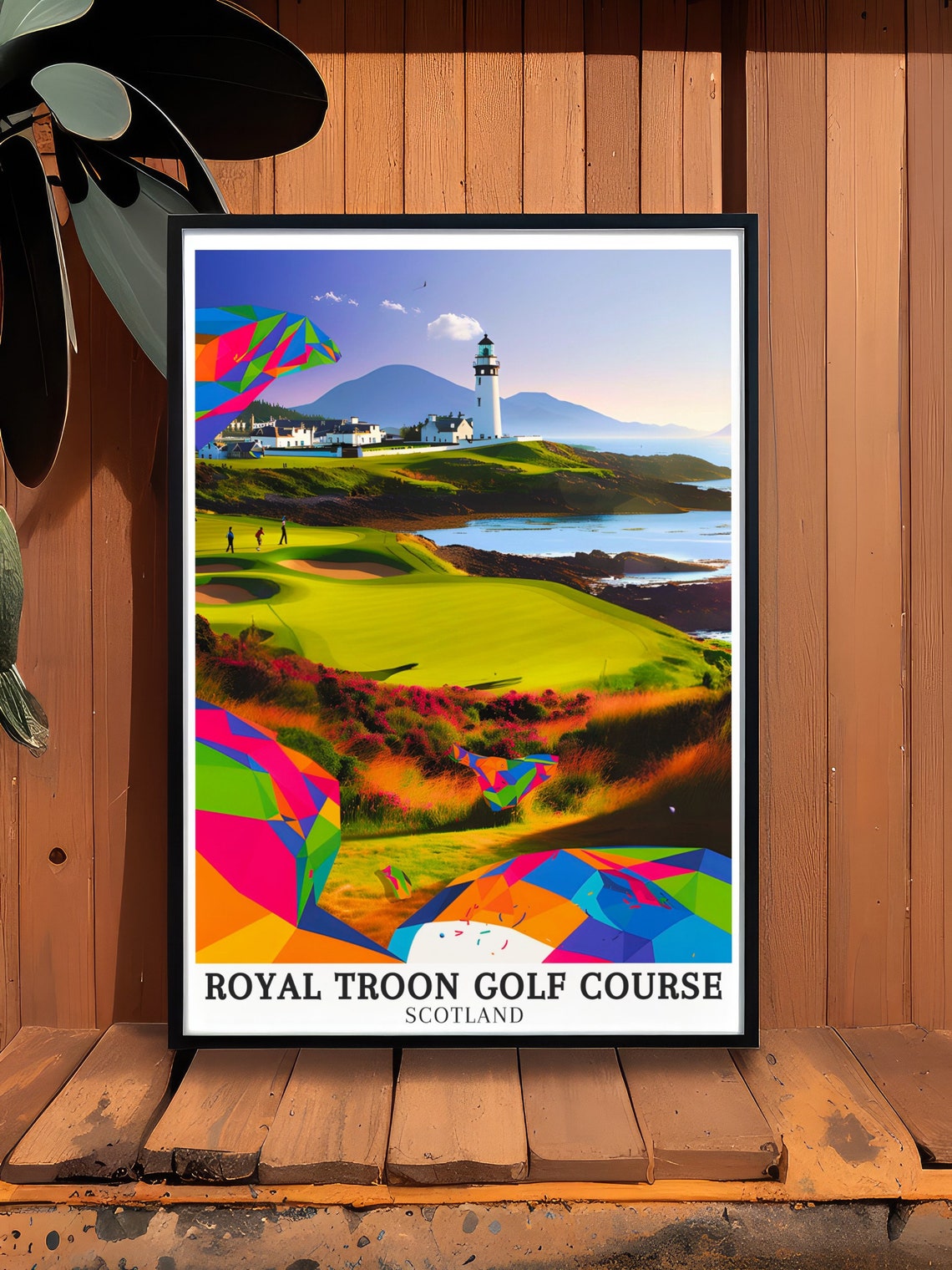 Royal Troon Golf Course Lighthouse Coastal Geometric Art Poster - Image 3