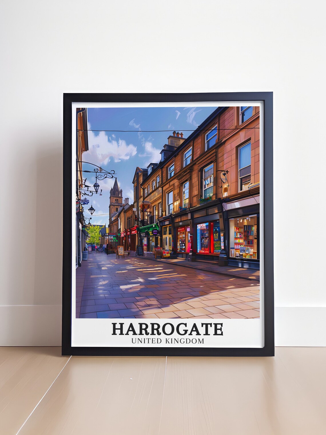Harrogate United Kingdom Charming Sunlit Shopping Street Poster - Image 4