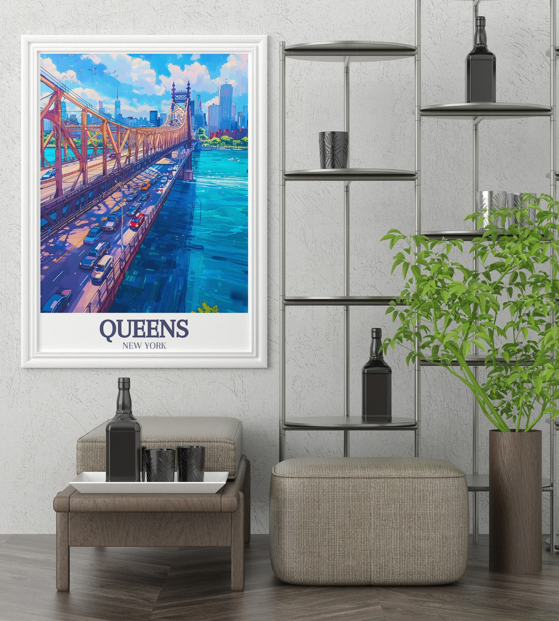 Queensboro Bridge Bustling Daytime Traffic New York City Poster - Image 3