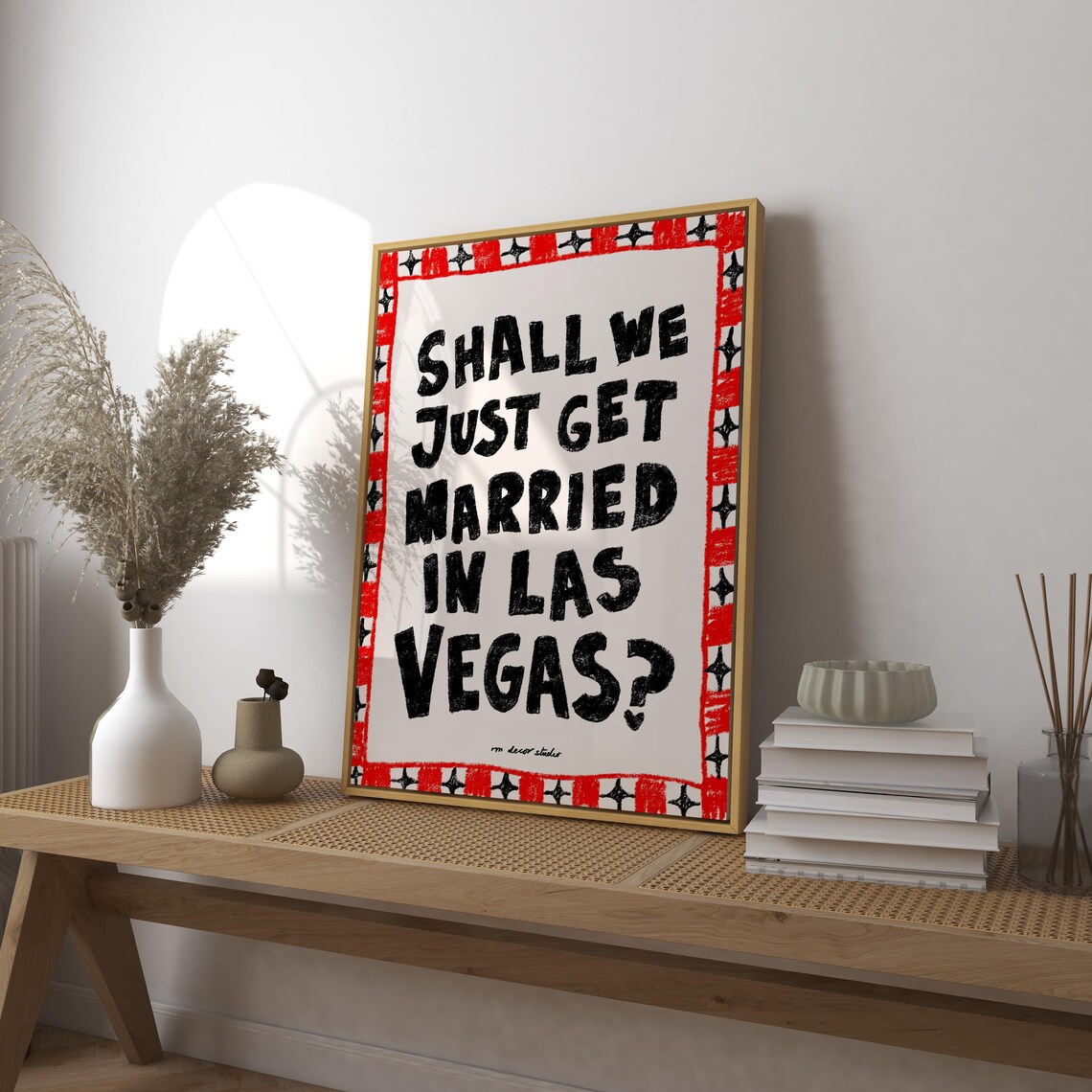 Married In Vegas Vintage Retro Poster Print