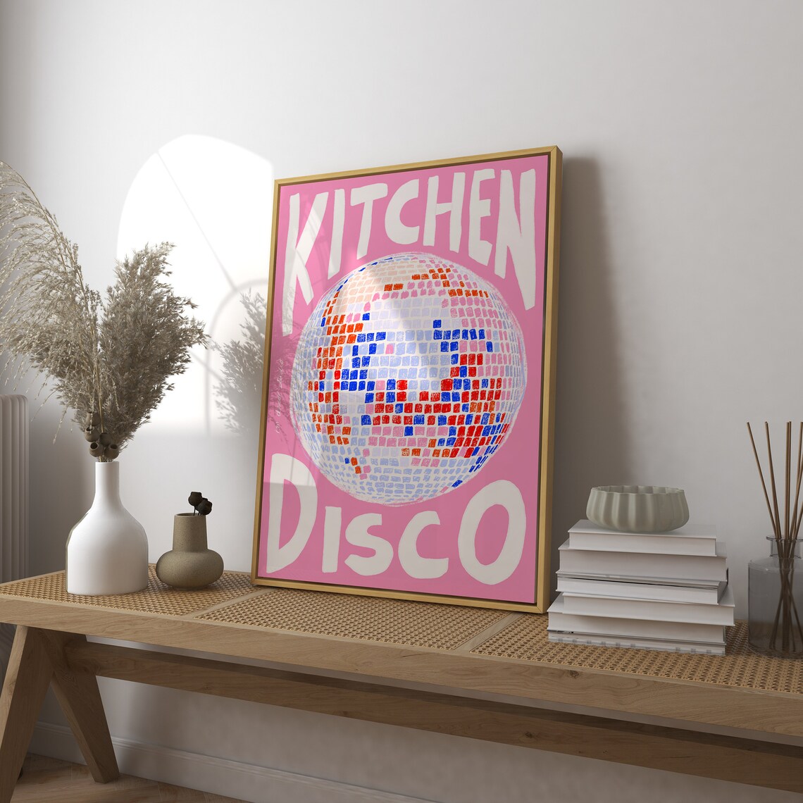Kitchen Disco Art Print, Colourful Retro Boho Decor