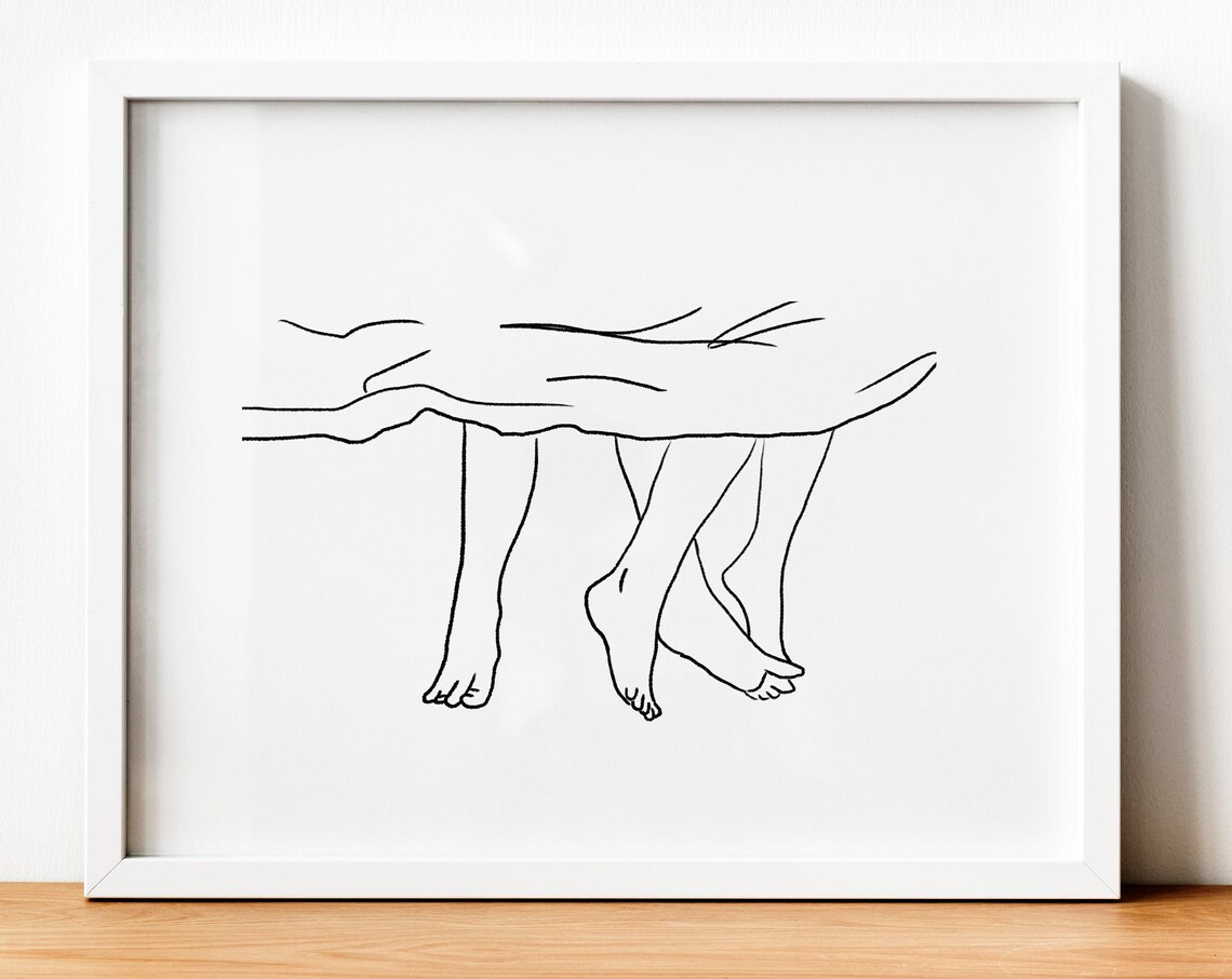 Lovers Entwined Minimalist Line Art Poster Romantic Couple Modern Bedroom Decor - Image 2