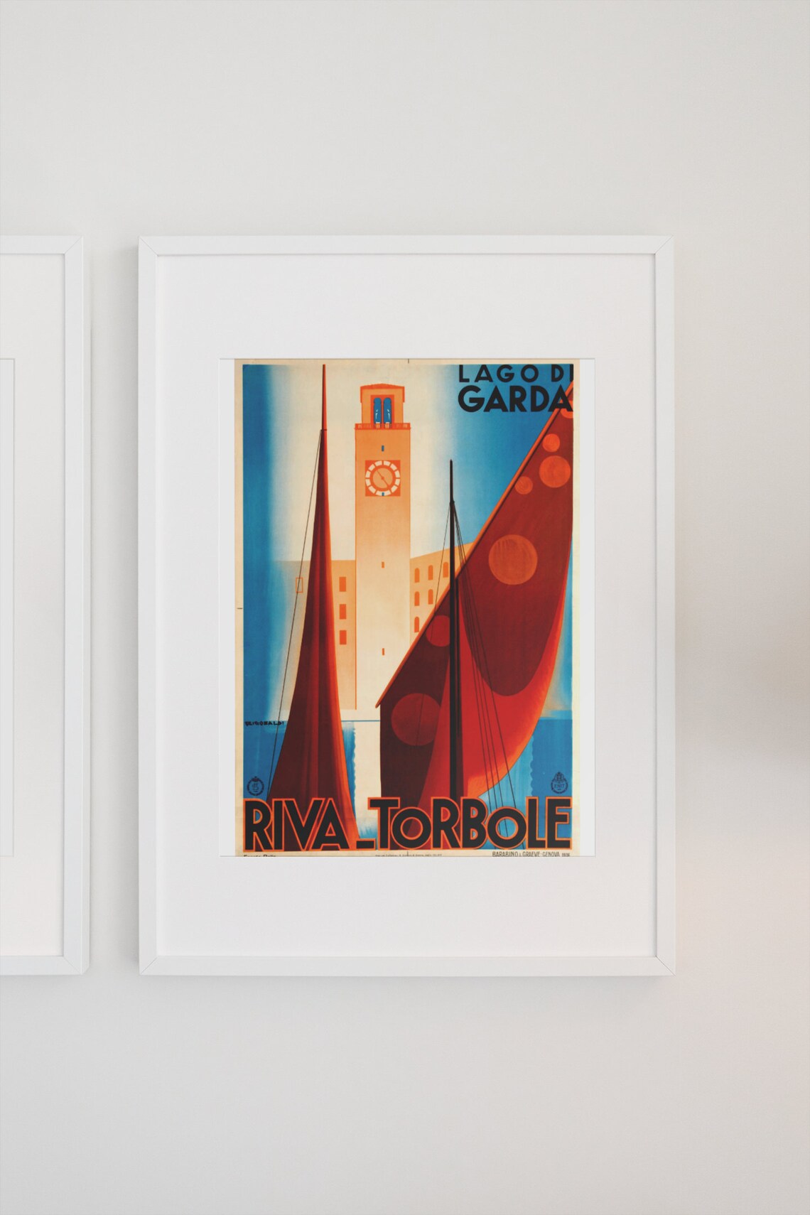 Lago di Garda Riva Torbole 1938 Vintage Italian Lake Travel Poster - Image 3