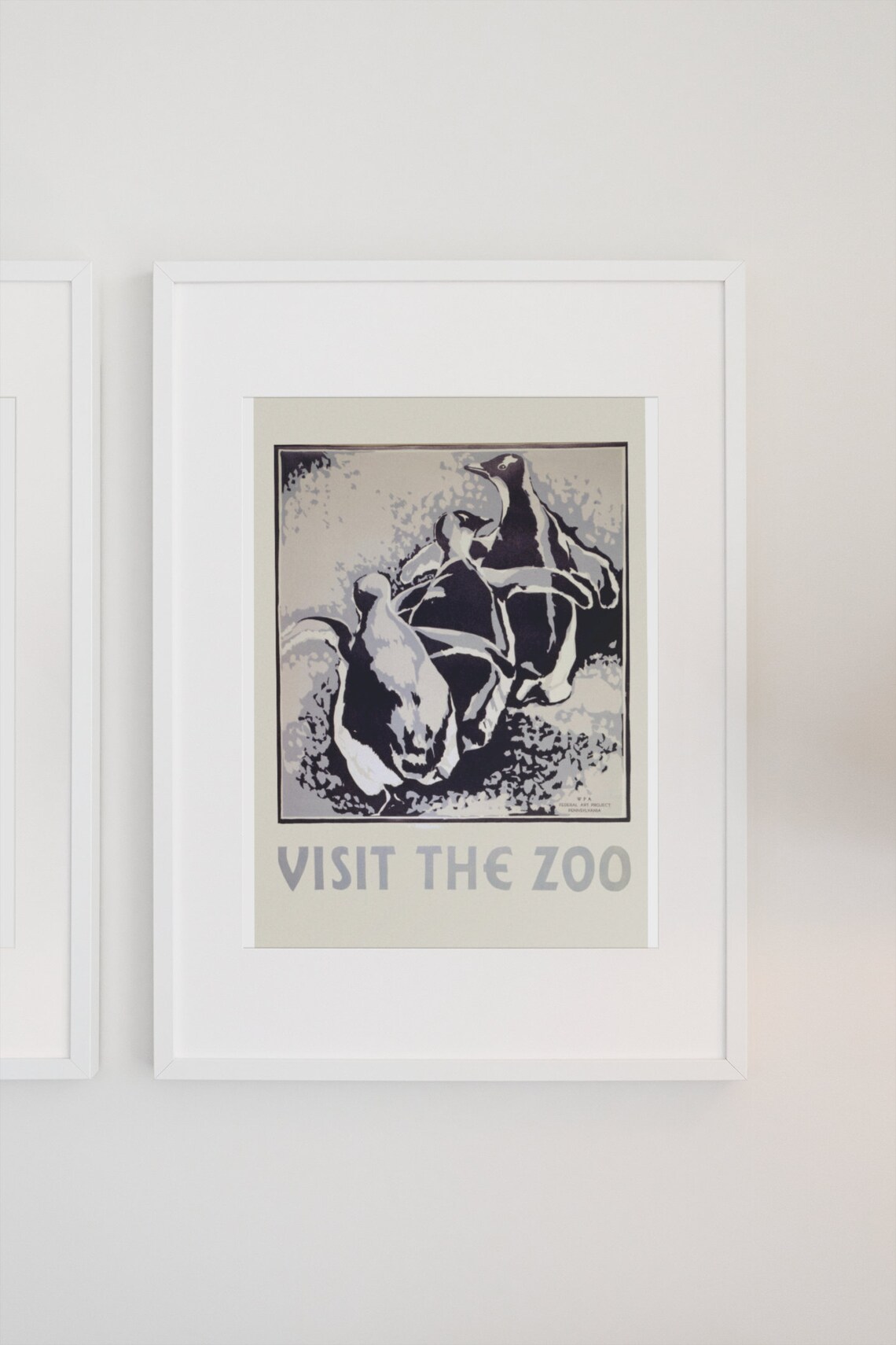 Visit the Zoo Vintage WPA Federal Art Project Penguin Poster - Image 3