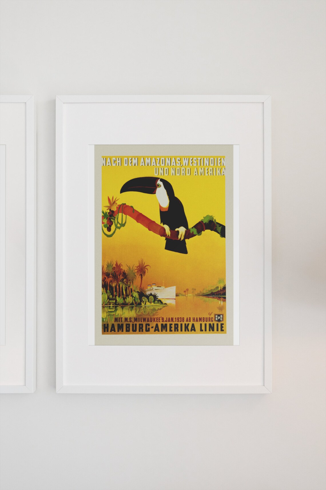 Hamburg Amerika Line Toucan Amazon Cruise Vintage Travel Poster - Image 3