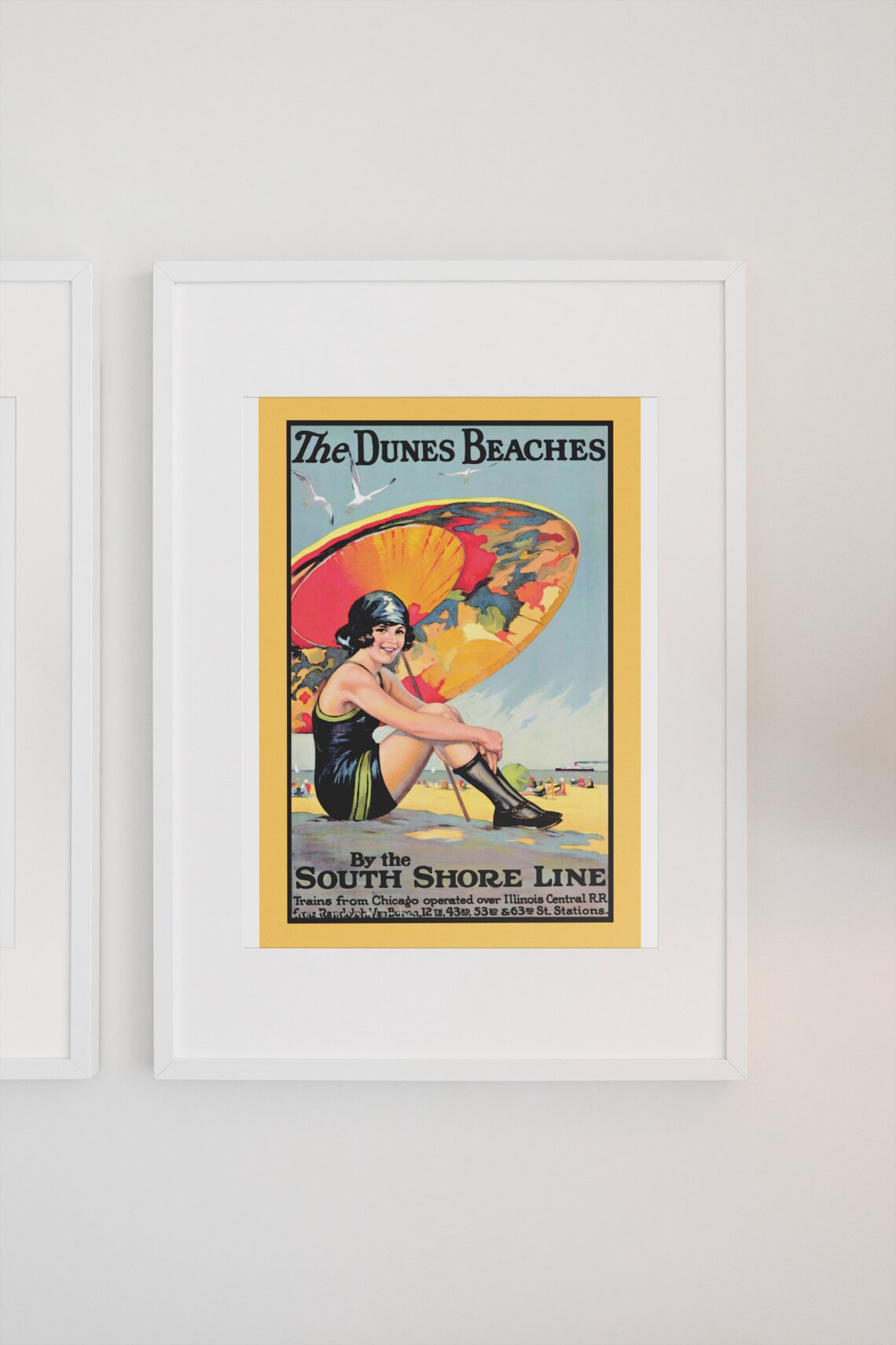 The Dunes Beaches Vintage South Shore Line Railway Travel Poster - Image 3