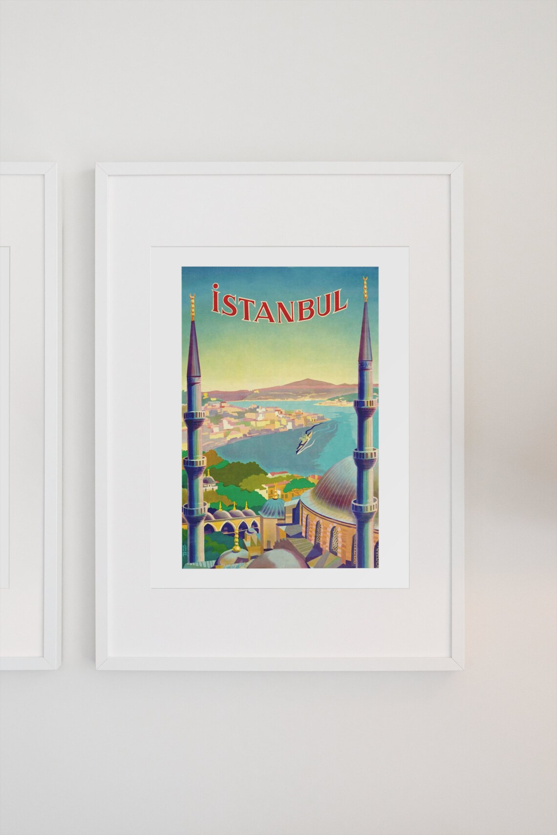 Istanbul Grand Mosque Minarets Golden Horn Vintage Travel Poster - Image 3
