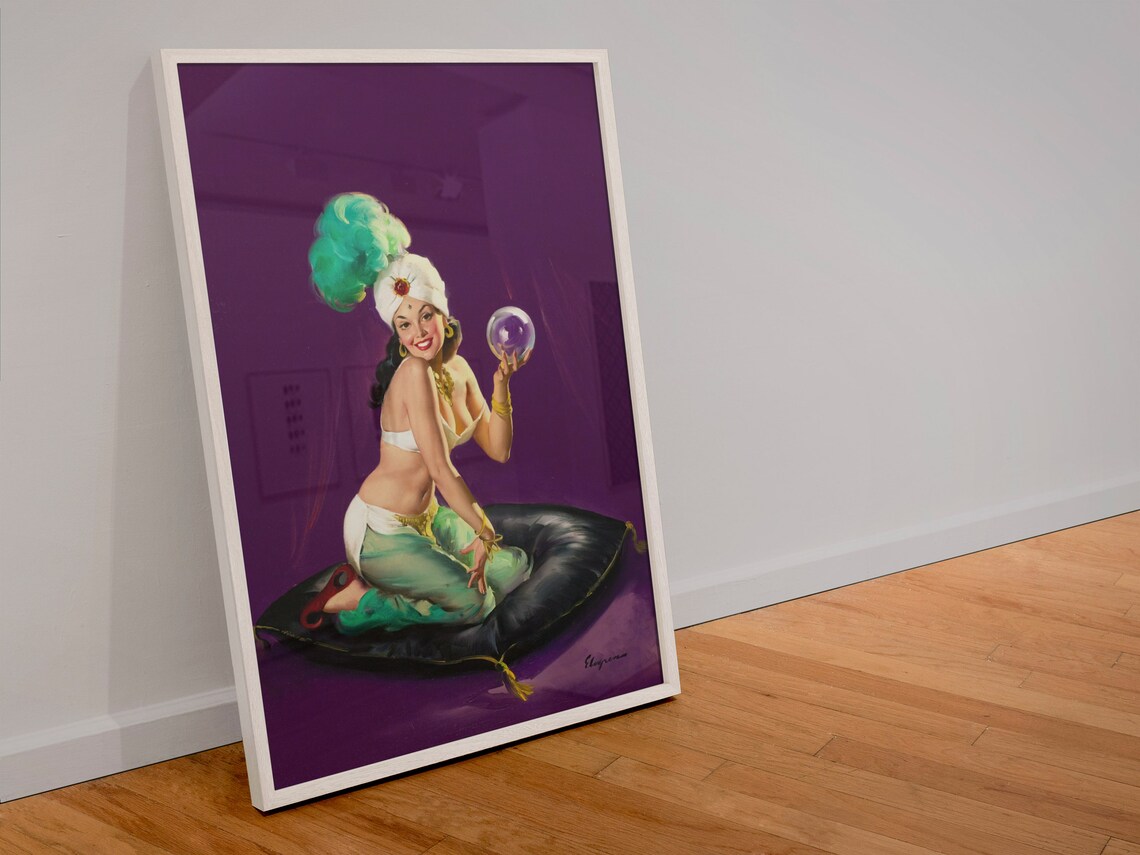 1940s Elvgren Pinup Girl Crystal Ball Art Print - Image 4