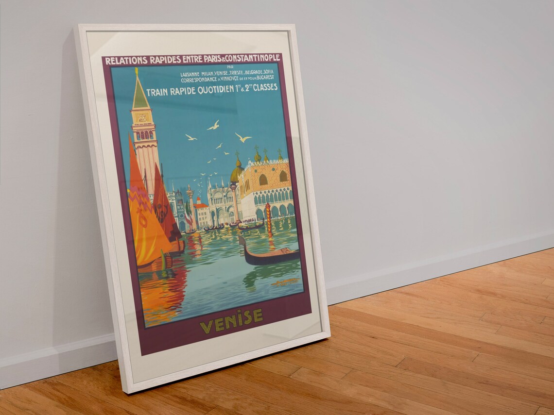 1921 Travel Poster Venise Venice Italy Vintage Style Travel Poster Classic Collection Art Print For Gifts And Wall Art Dcor - Image 4