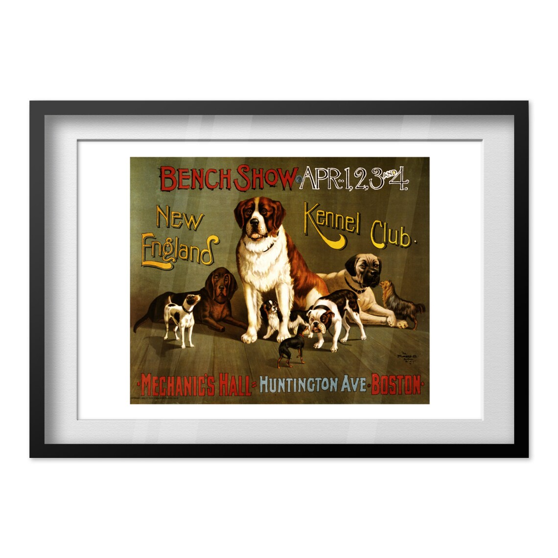 Vintage New England Kennel Club Bench Show Boston Dog Poster - Image 4