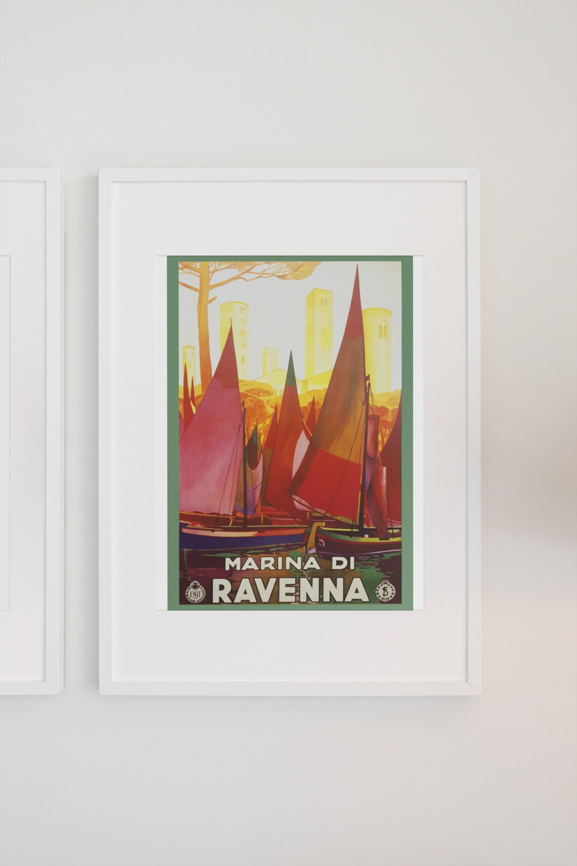 Marina di Ravenna Vintage Italian Travel Poster Sailboats Sunset View - Image 3