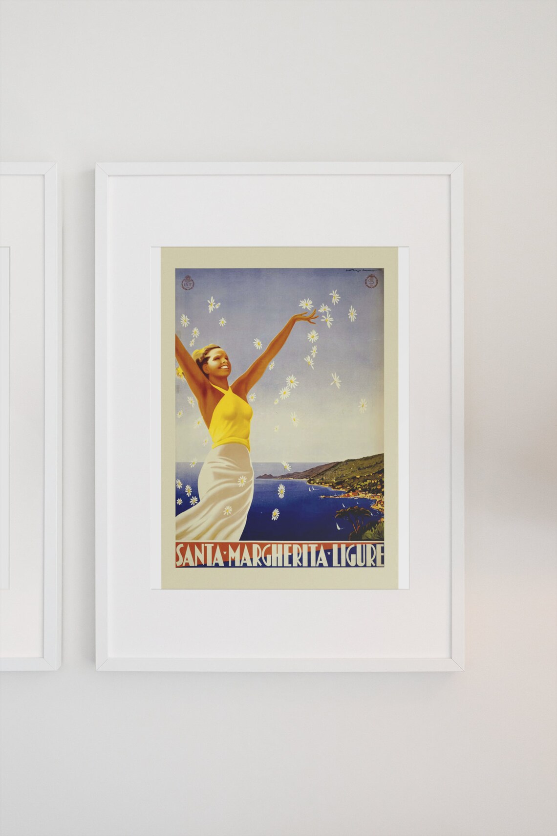 Santa Margherita Ligure Daisy Girl Italian Riviera Travel Poster - Image 3