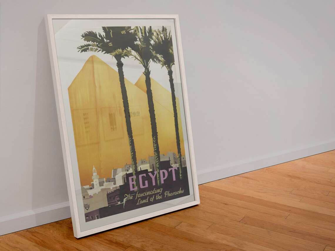 Egypt Land of the Pharaohs Pyramids Palm Trees Travel Poster - Image 4