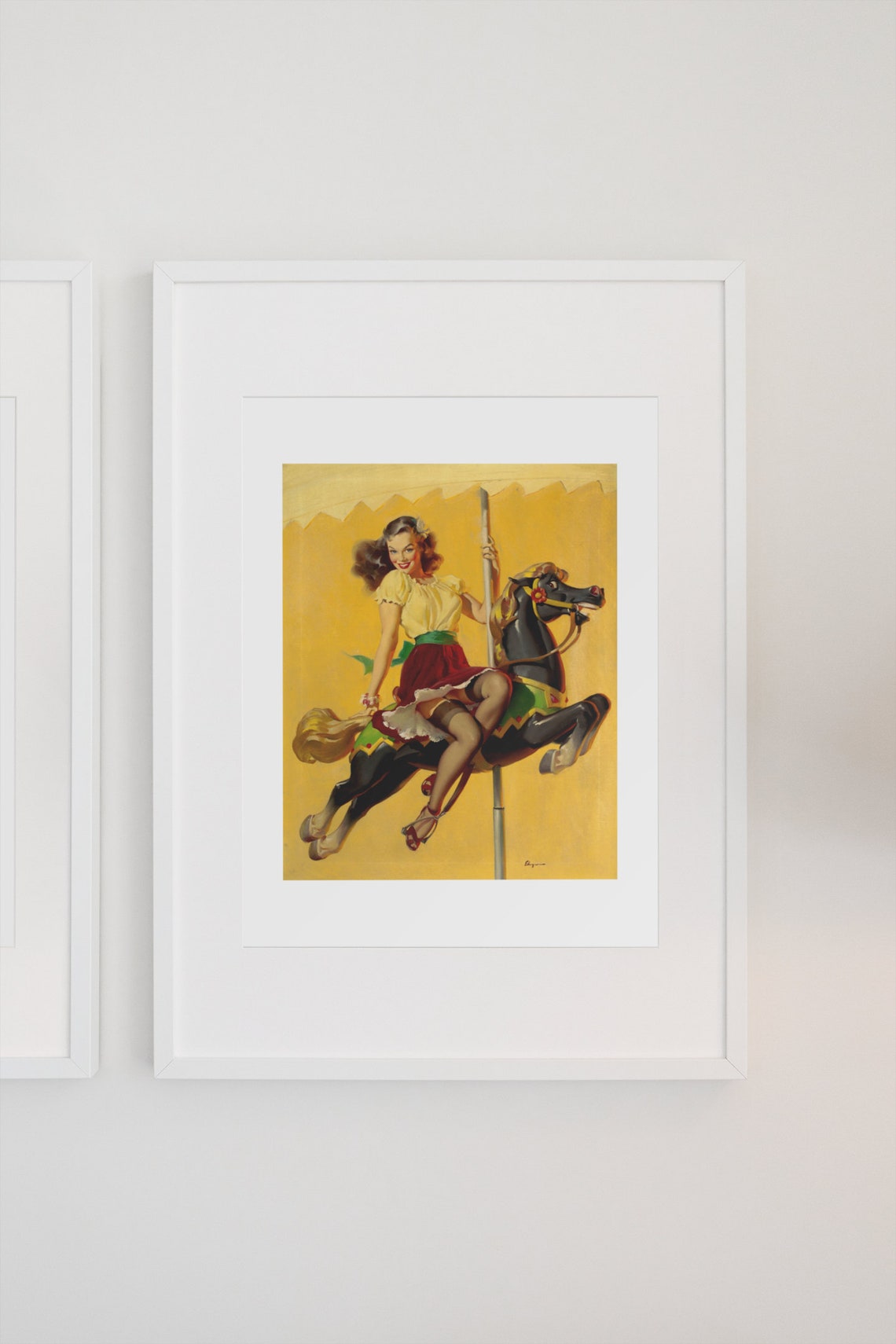 Gil Elvgren Lets Go Around Together Carousel Pin Up Girl Poster - Image 3