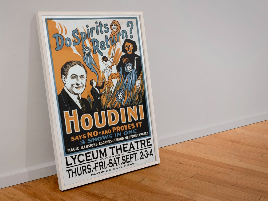 Houdini Do Spirits Return Lyceum Theatre Paterson Magic Show Poster - Image 4