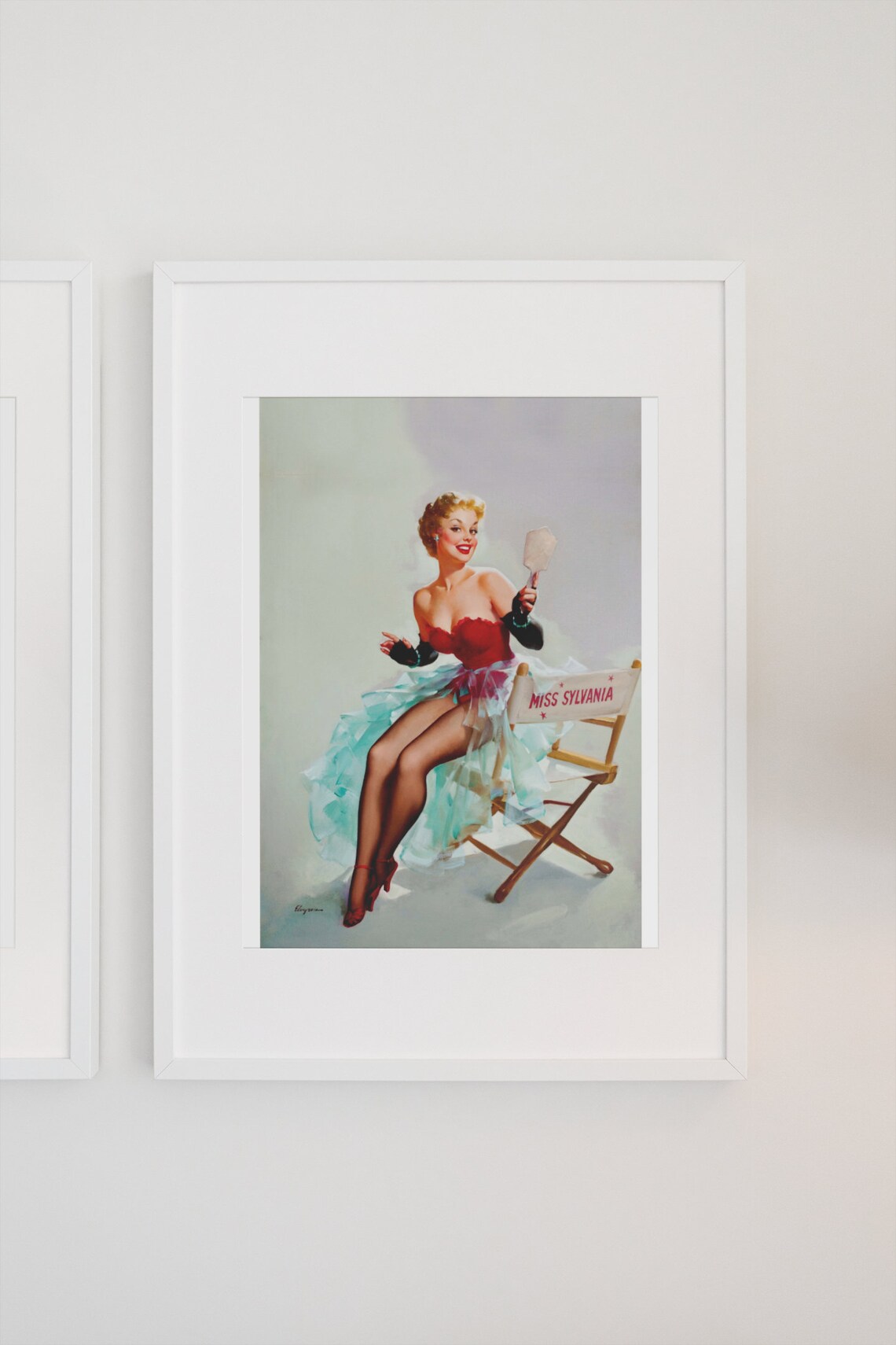 Elvgren Miss Sylvania Pin Up Girl Directors Chair Vintage Art Poster - Image 3