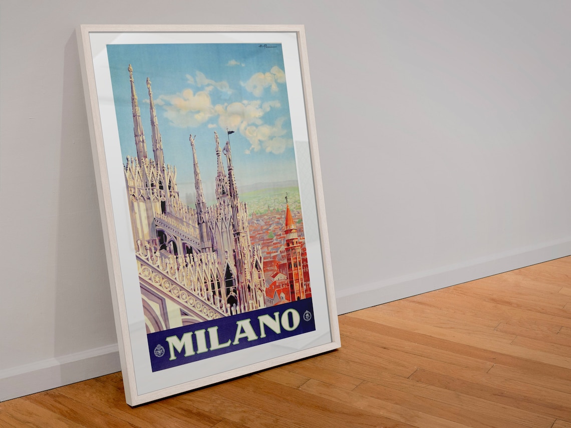 Milano Italy Duomo Cathedral Spires Vintage Italian Travel Poster - Image 4