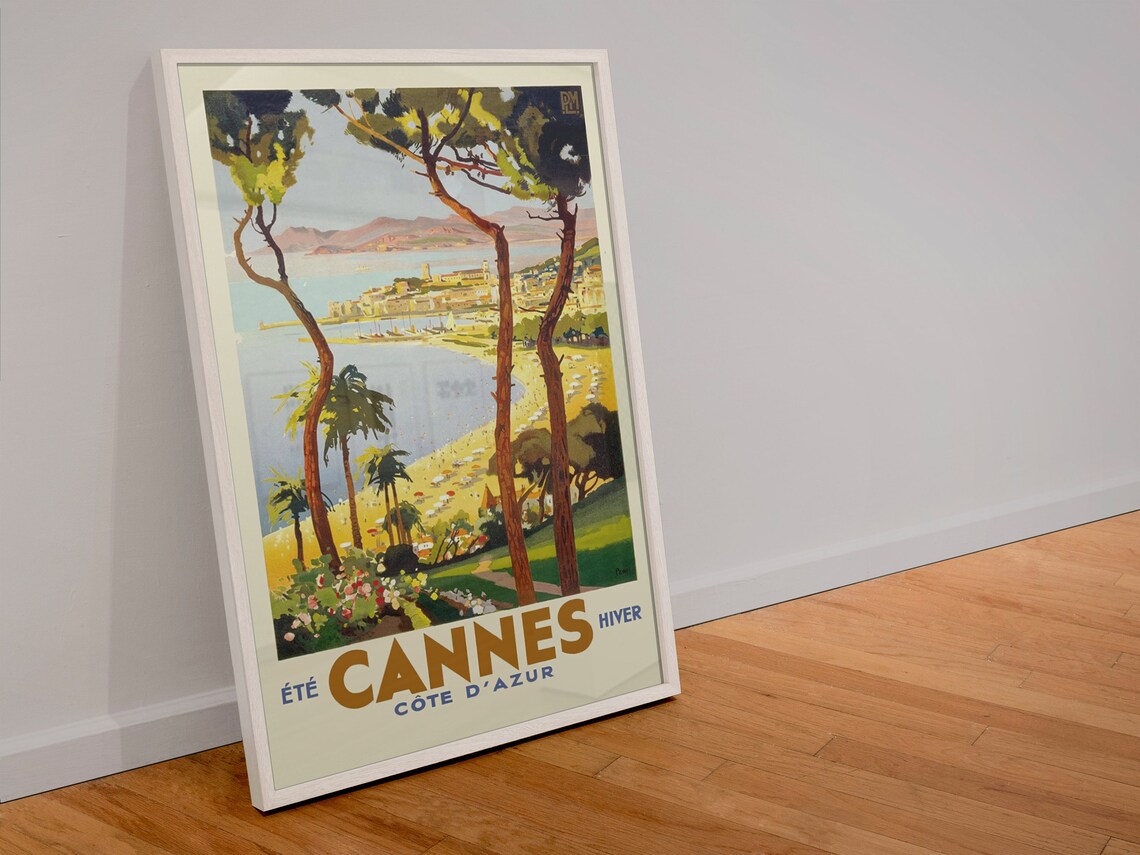 Cannes Cote d'Azur Vintage French Riviera Travel Decor Wall Art - Image 4