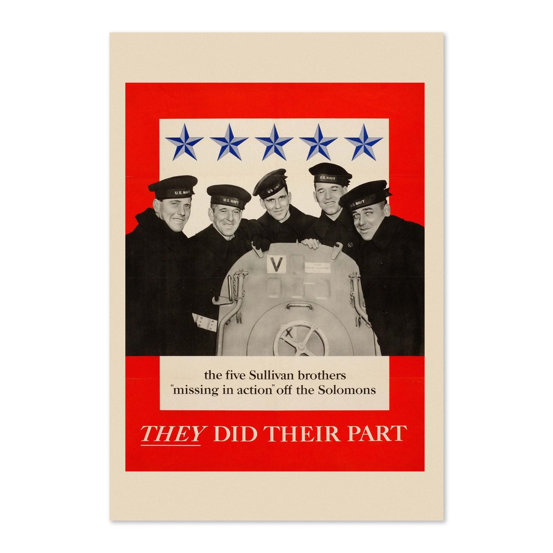 Five Sullivan Brothers They Did Their Part WWII Navy Tribute Poster