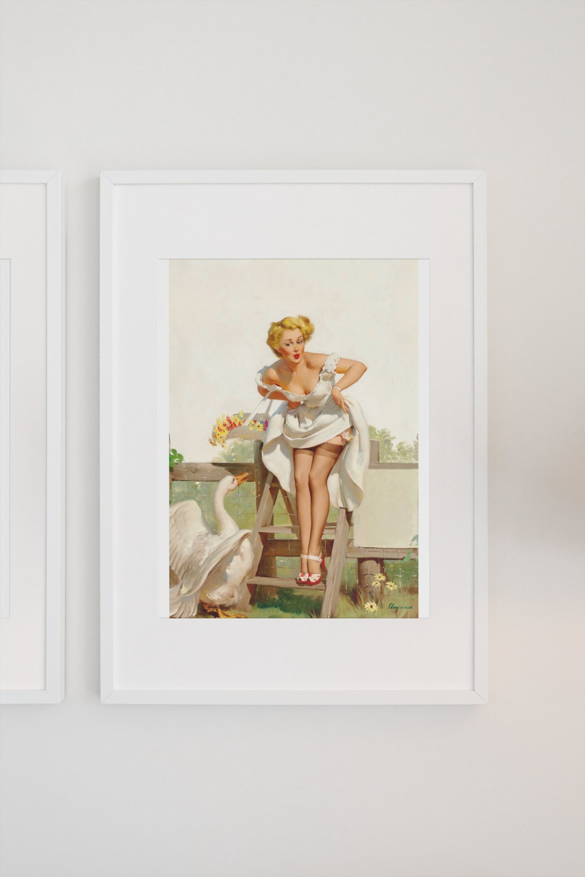 Gil Elvgren Worth A Gander Goose Farm Retro Pinup Art Poster - Image 3