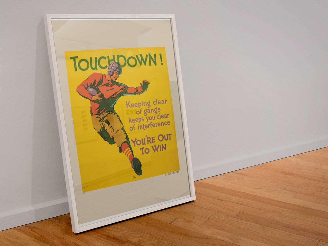 Touchdown You Are Out to Win Vintage Football Motivational Poster - Image 4