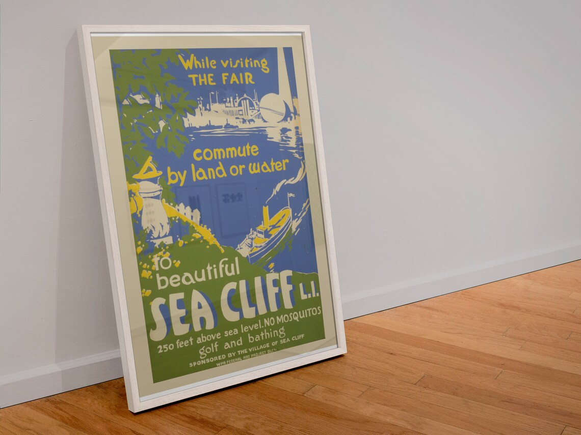 Beautiful Sea Cliff Long Island WPA Federal Art Travel Poster - Image 4