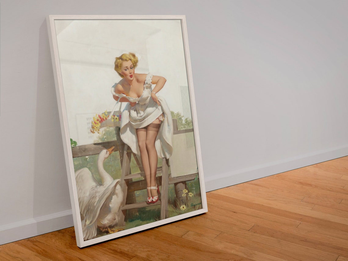 Gil Elvgren Worth A Gander Goose Farm Retro Pinup Art Poster - Image 4