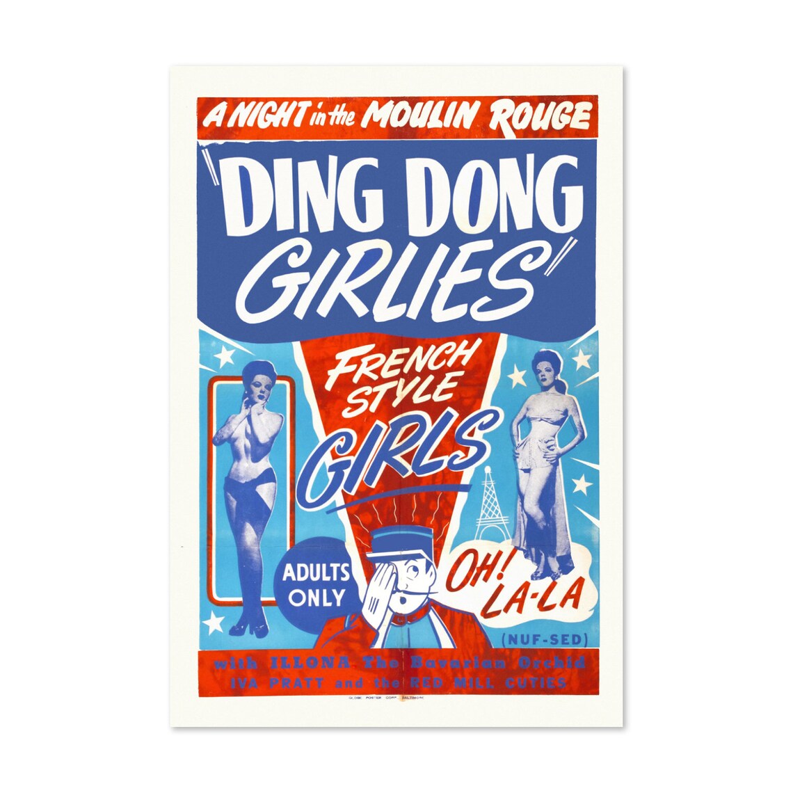 Ding Dong Girlies Moulin Rouge French Burlesque Revue Art Poster