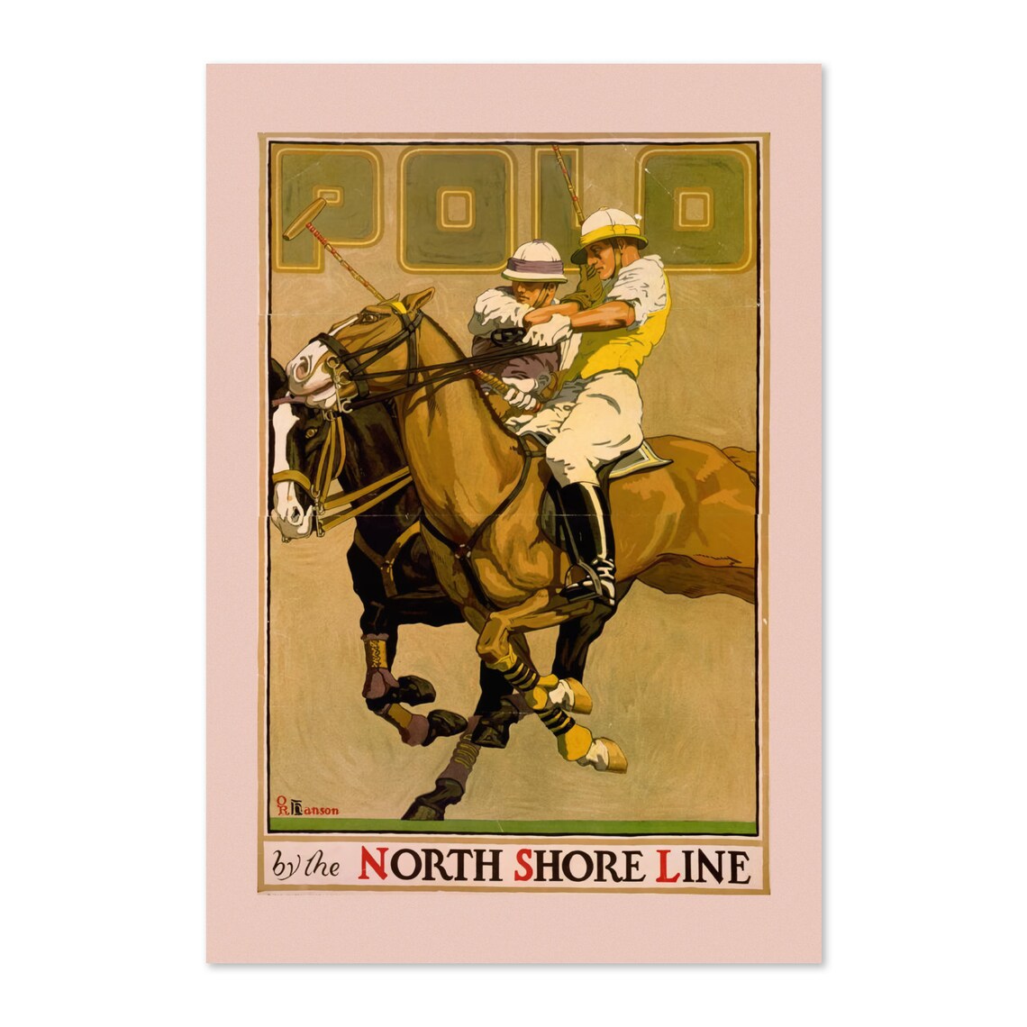 Polo Match Riders by the North Shore Line Vintage Sports Poster