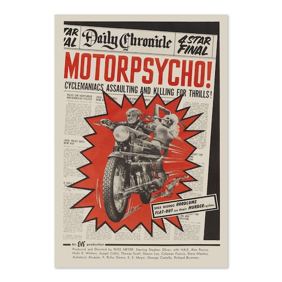 Motorpsycho 1965 Russ Meyer Biker Outlaw Exploitation Movie Poster