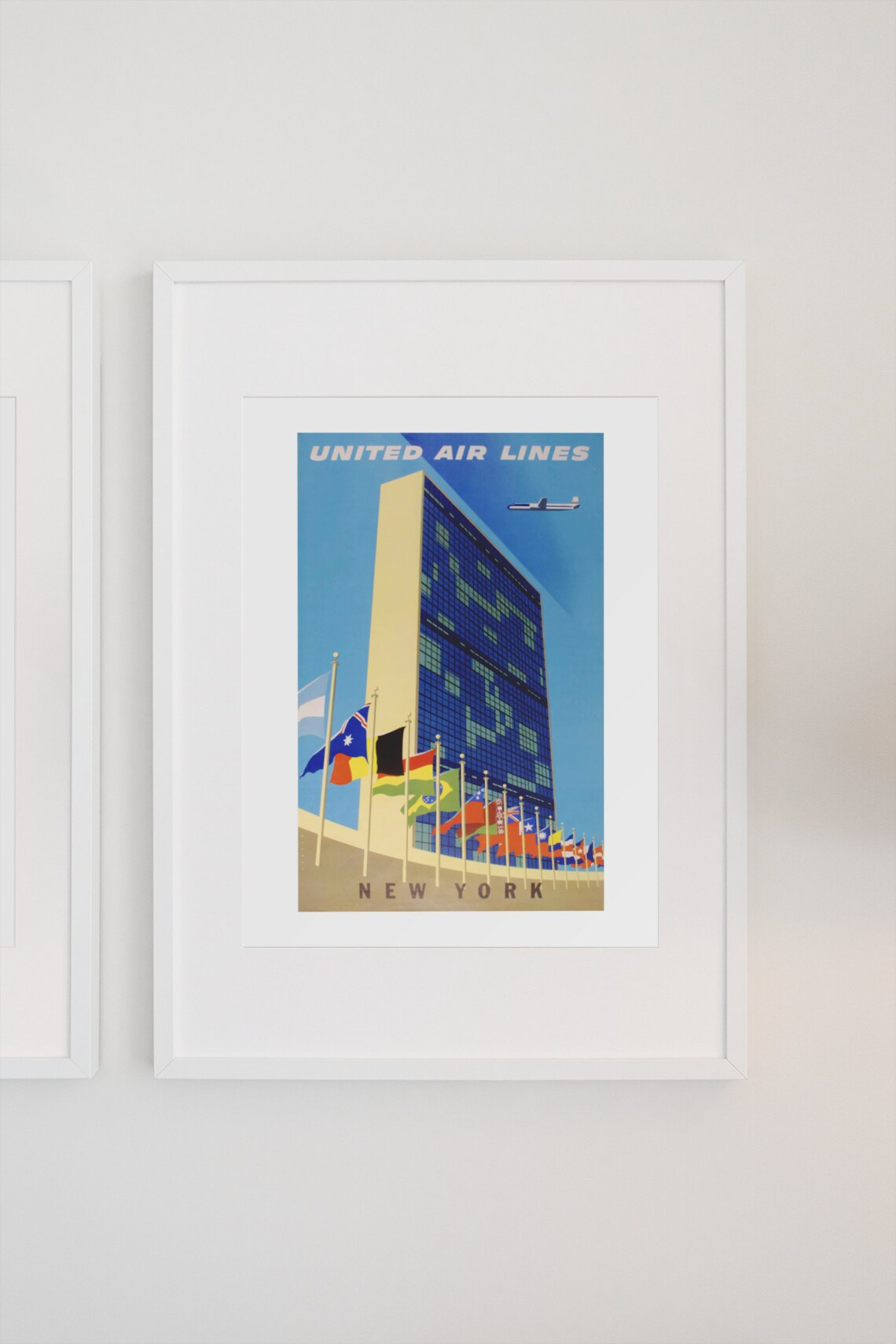 United Air Lines New York United Nations Building Vintage Poster - Image 3