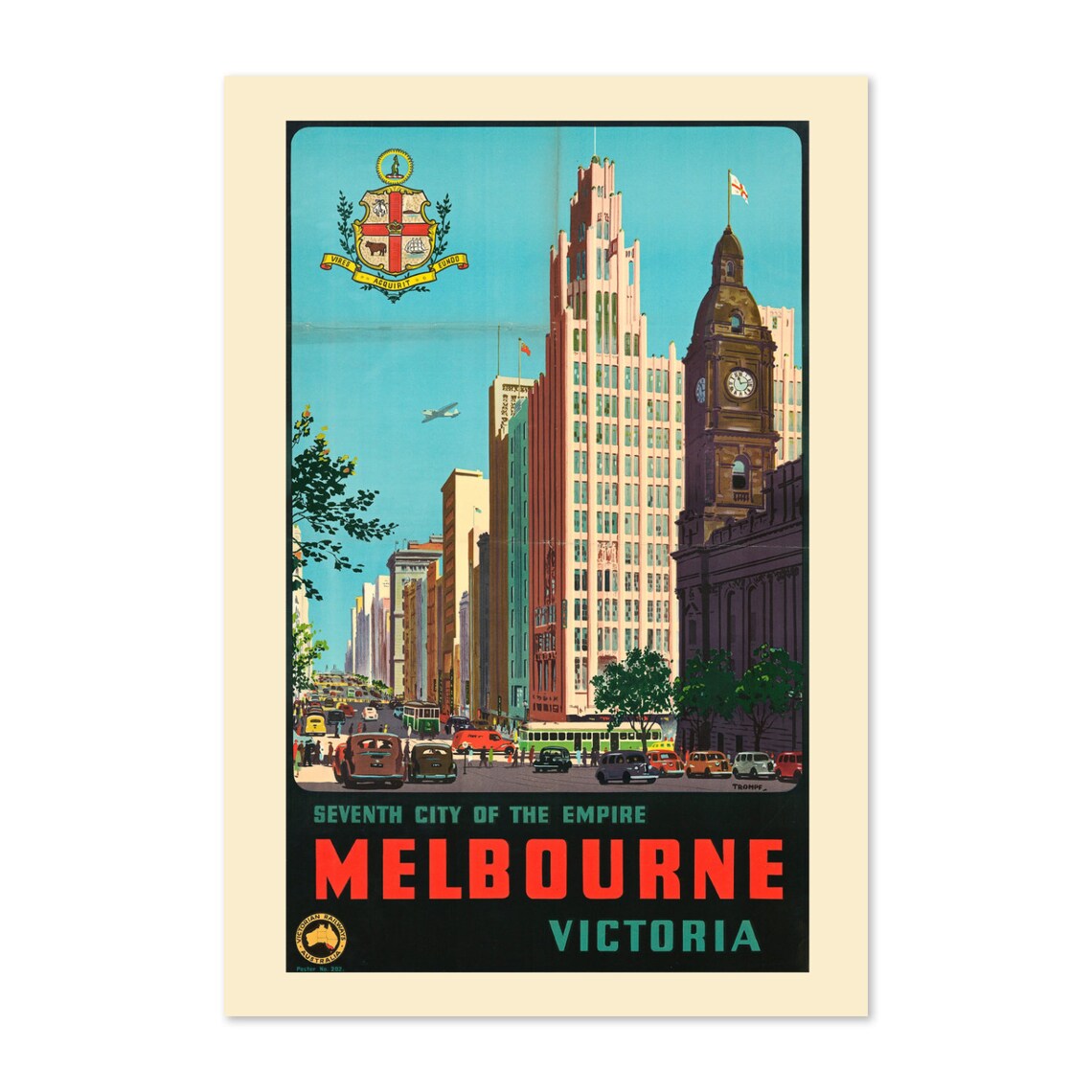 Melbourne Seventh City of the Empire Vintage Australian Travel Poster