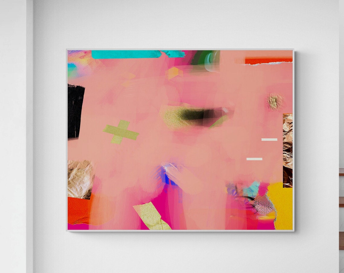 Abstract Art Print Pink Coral Abstract Painting Wall Art Modern Wall Decor Large Art
