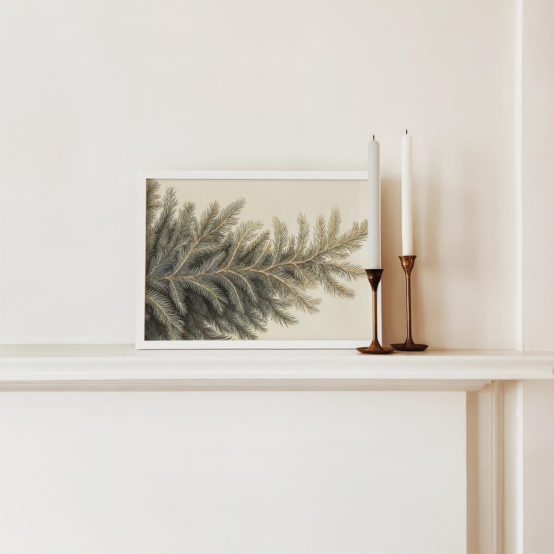 Winter Evergreen Pine Branch Vintage Botanical Holiday Poster - Image 2