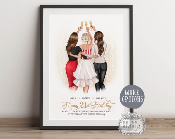 Birthday Personalised Gift For Friend 21st Birthday Gift Friends Illustration Gift For Friend Friend Wall Art Birthday Gift