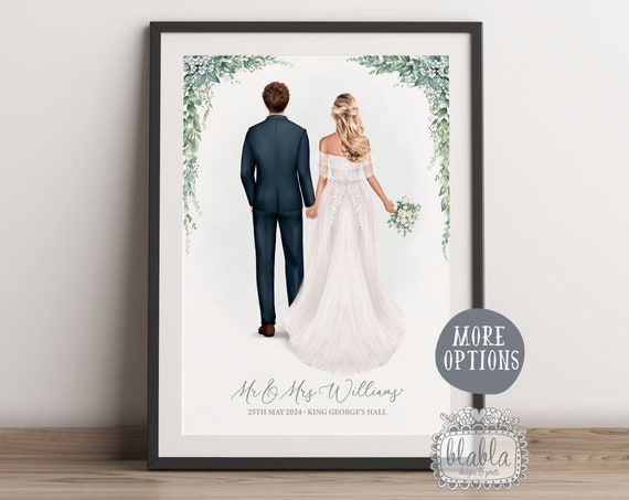 Personalised Wedding Gift For Couple Bride And Groom Custom Print Wedding Print Couple Wedding Present For Couple Happily Ever After