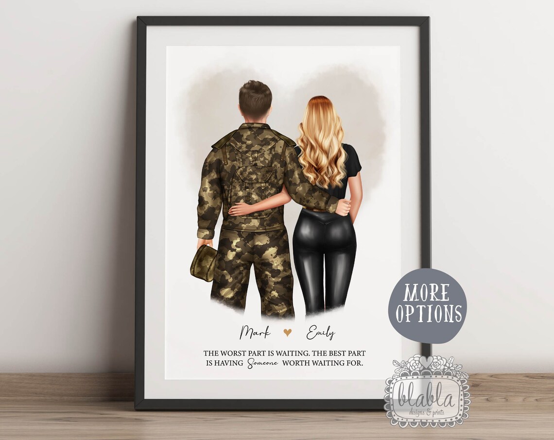 Army Soldier Couple The Worst Part Is Waiting Keepsake Poster