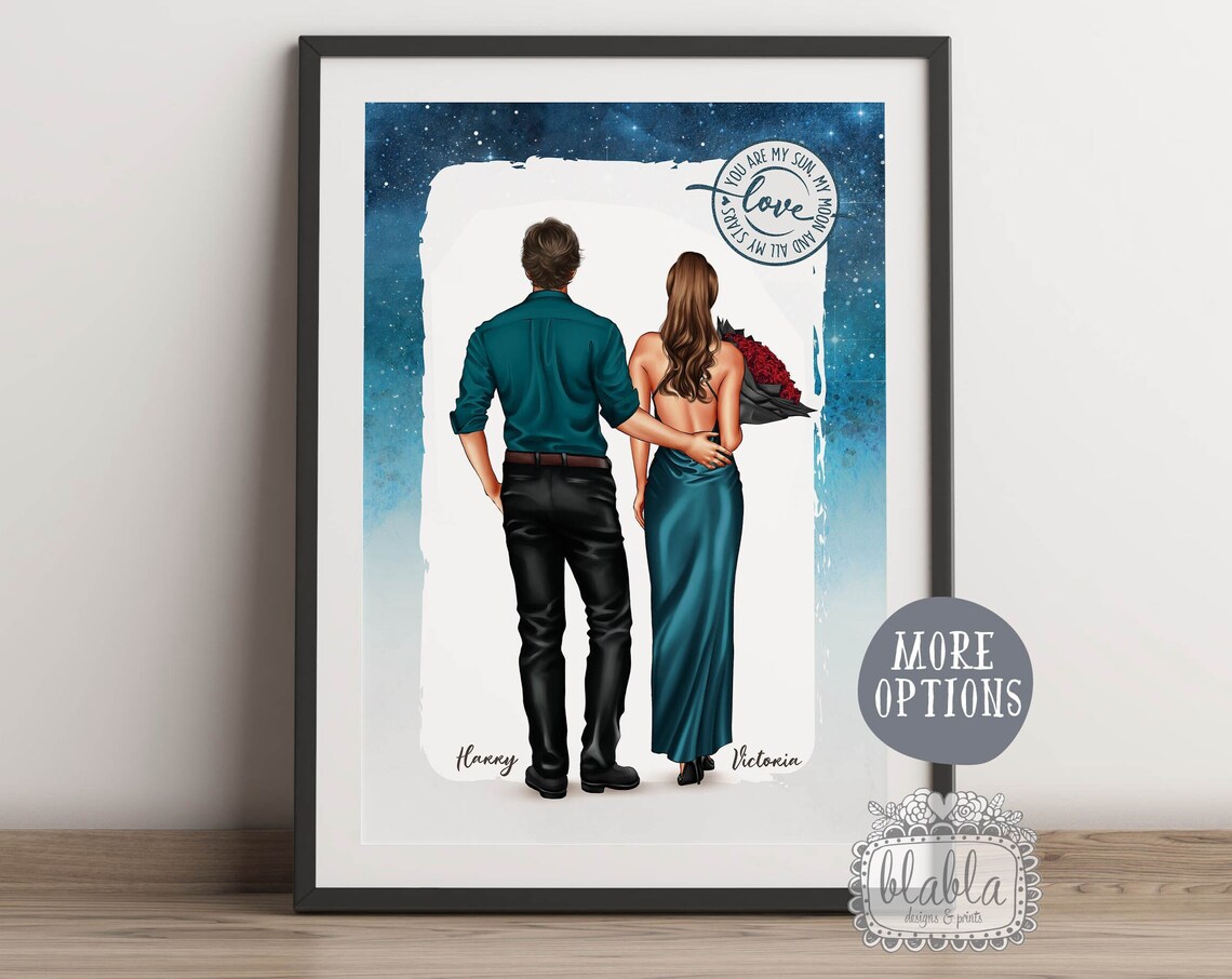 Personalised Night Sky Couple Poster You Are My Sun My Moon Stars
