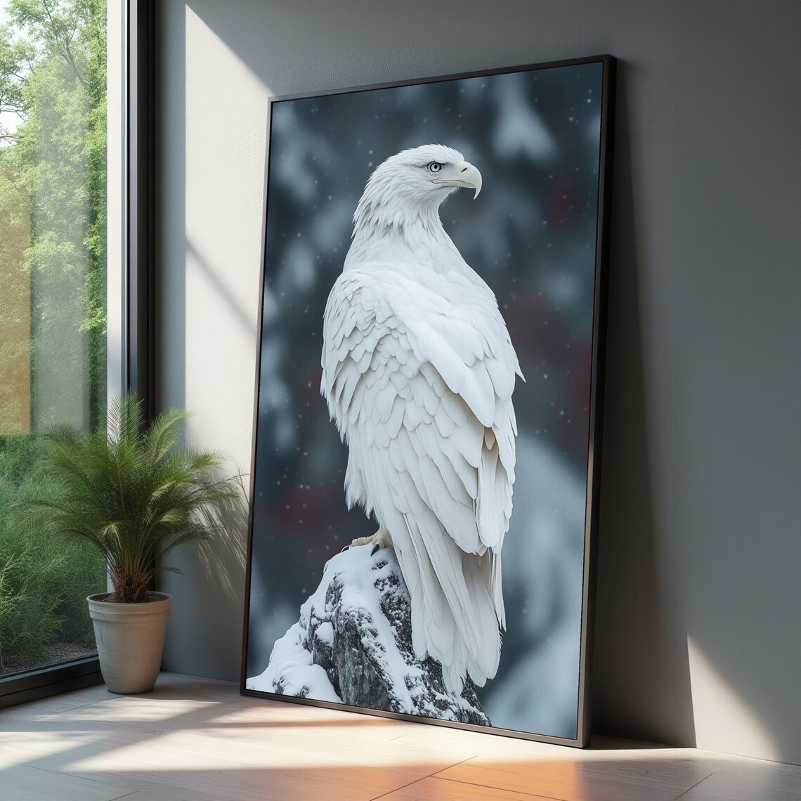 White Eagle Art Print, Snowy Mountain Wildlife
