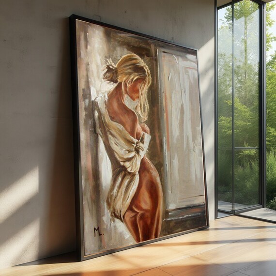 Elegant Nude Female Figure Sensual Drapery Oil Painting Poster