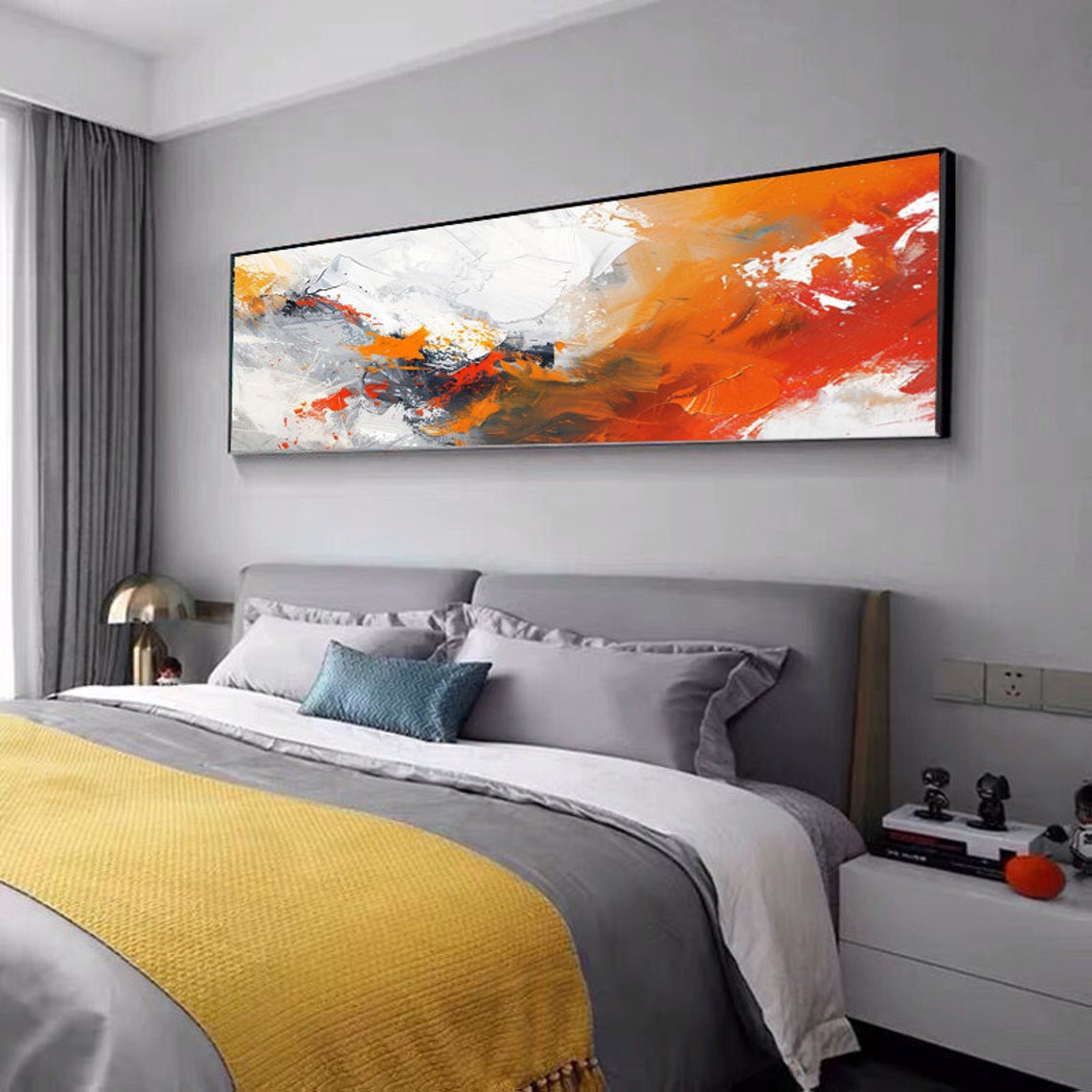 Bold Burnt Orange White and Grey Modern Abstract Artwork Poster - Image 2