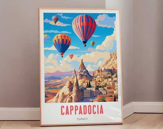 Cappadocia Turkey Colorful Hot Air Balloons Morning Sky Poster