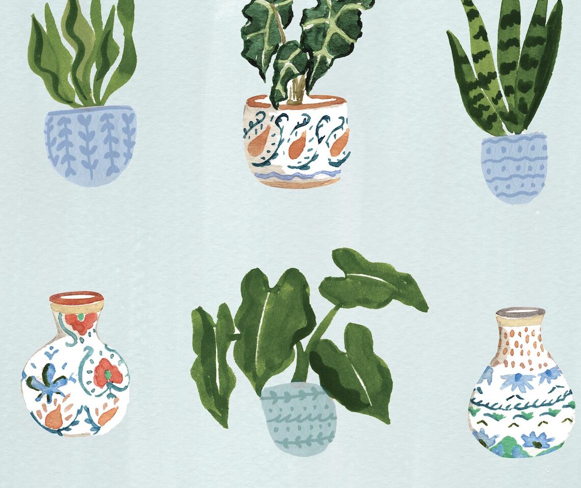 Watercolor Plants Art Print, Lush Botanical Decor - Image 2