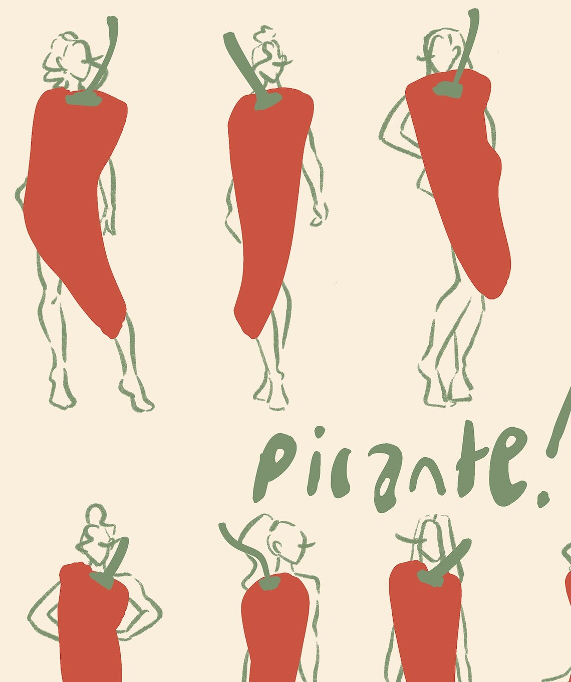Picante Chili Pepper Ladies, Modern Kitchen Art Print - Image 3
