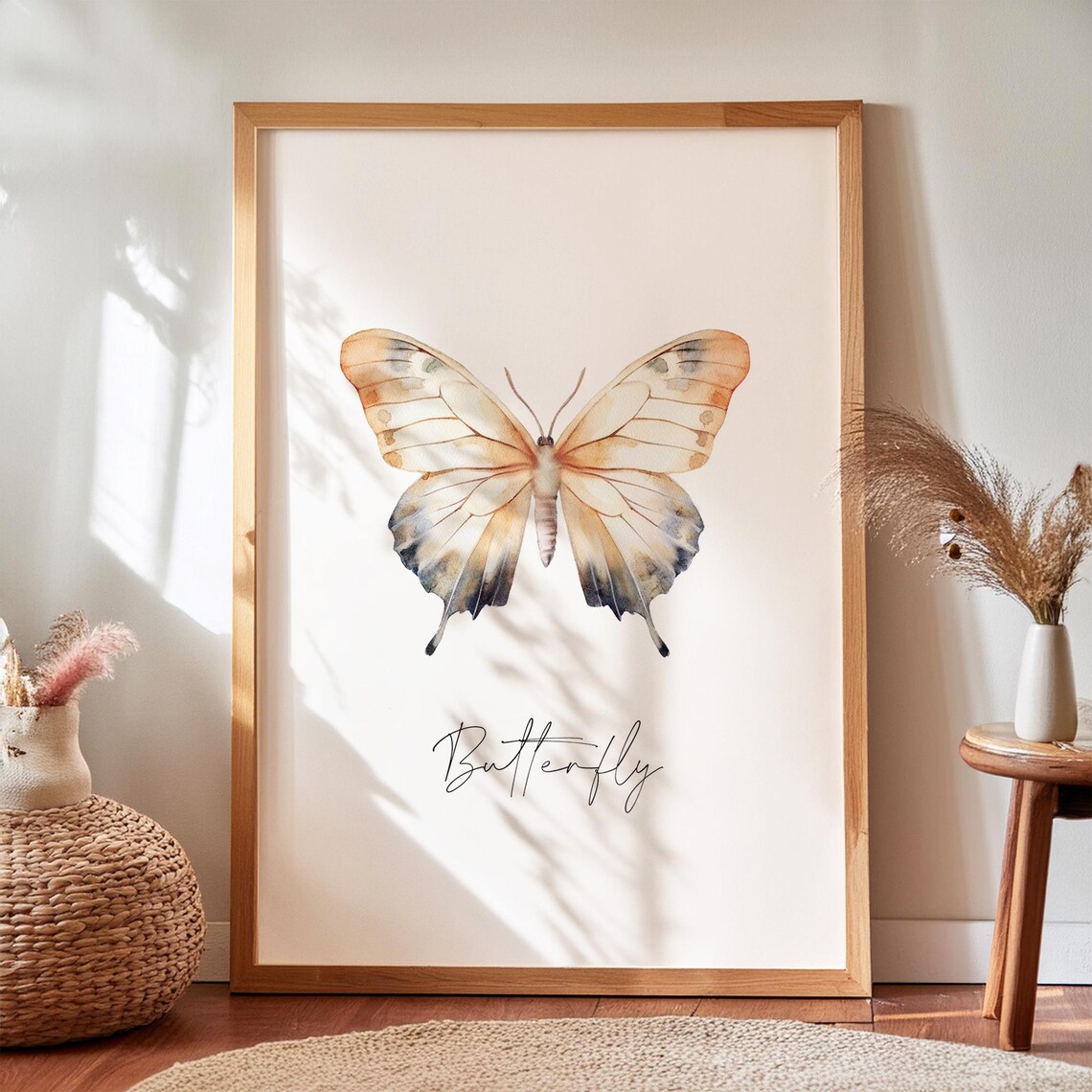 Watercolor Butterfly Poster, Boho Nature Art Print