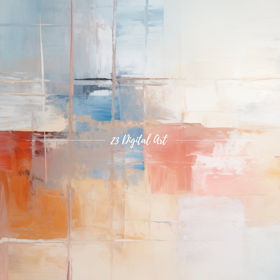 Colorful Abstract Cityscape Soft Pastel Blocks Modern Art Poster - Image 3